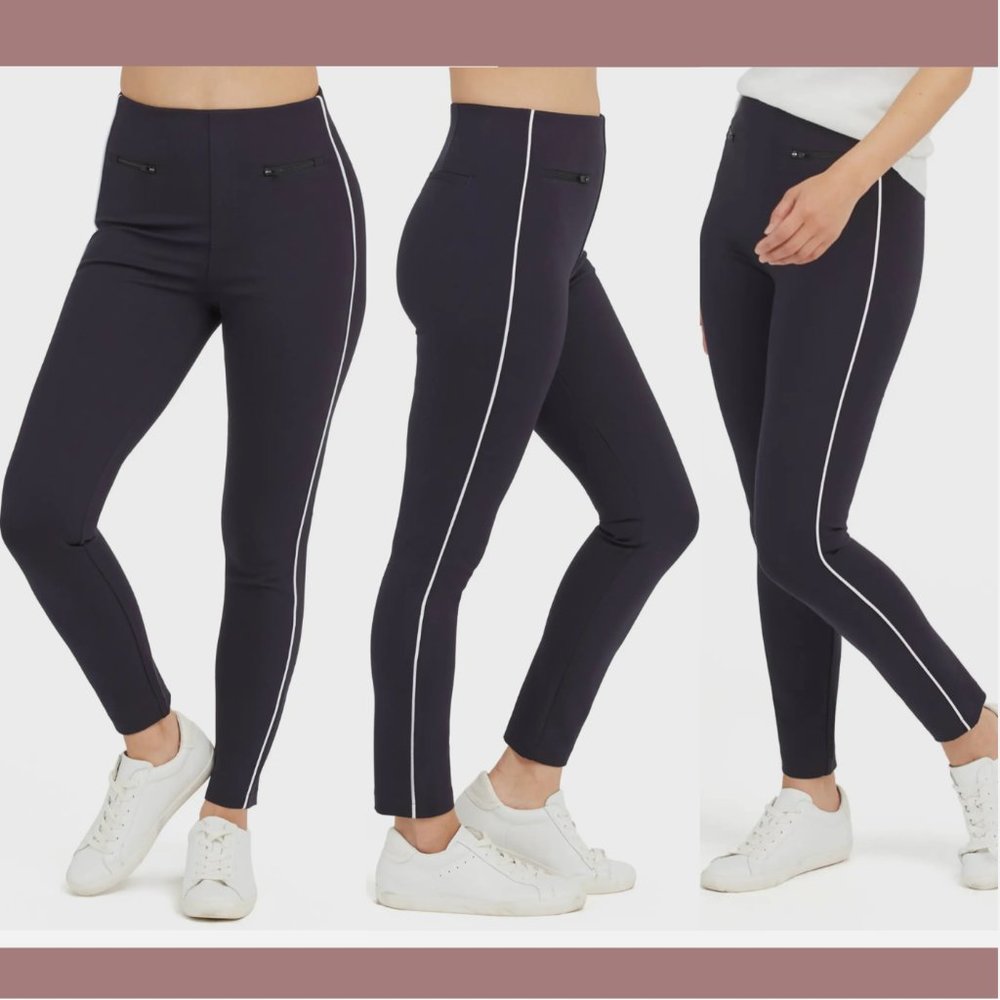 NWT Spanx [ XS / Small / Small-TALL ]‎ Perfect Ankle Piped Skinny Pants Navy